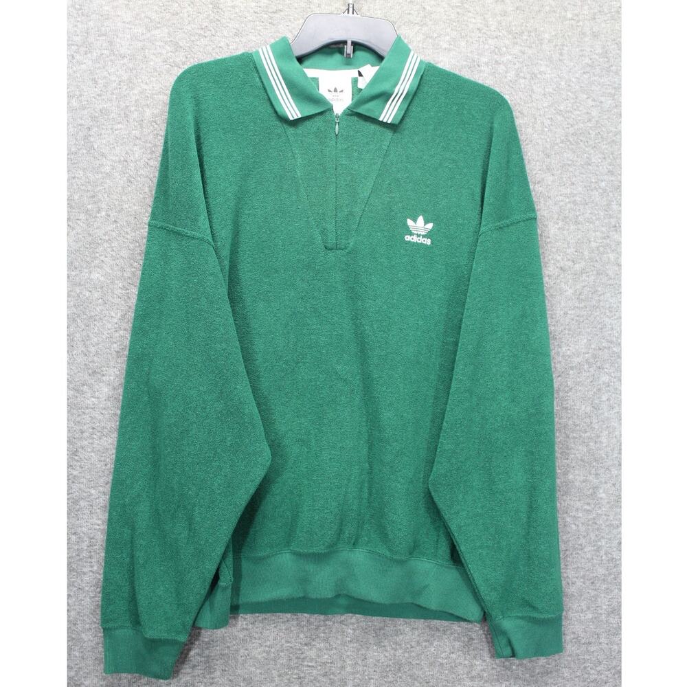 Adidas 1/4 Zip Sweatshirt Mens Medium Green